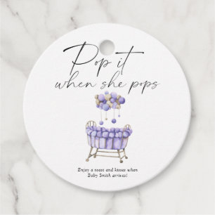 Baby shower - pop it! wanneer ze barst bedankjes labels