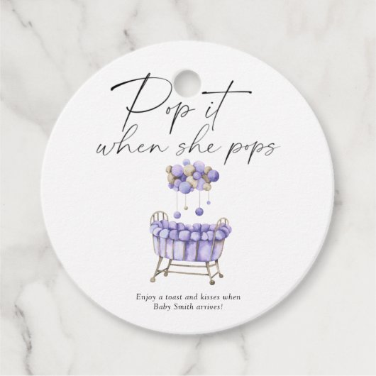Baby shower - pop it! wanneer ze barst bedankjes labels (Voorkant)