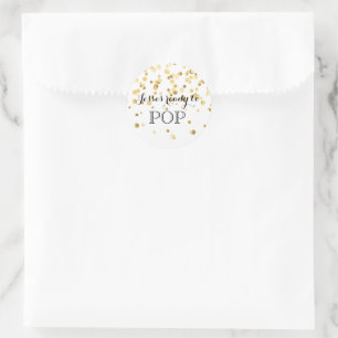 Baby shower Popcorn ze is klaar om te POPPEN Ronde Sticker