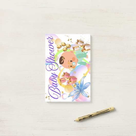 Baby Shower Post-it® Notes (Op bureau)