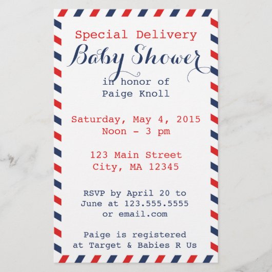Baby shower Postal Service Stationery (Voorkant)