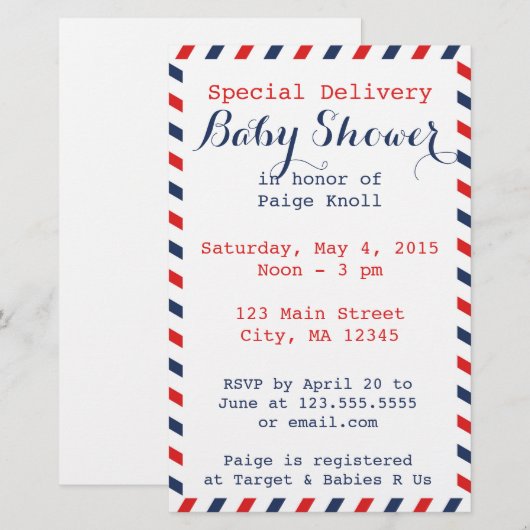 Baby shower Postal Service Stationery (Voorkant / Achterkant)