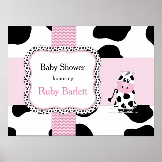 Baby shower Poster van Cowgirl in roze (Voorkant)