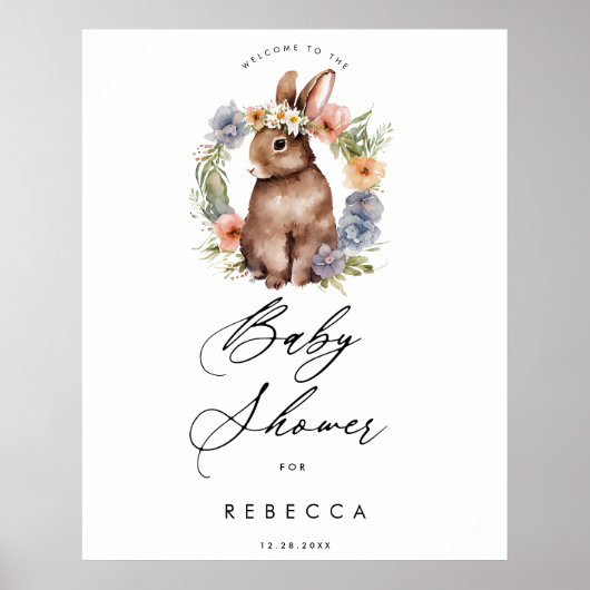 baby shower poster voor wildbloembundel (Voorkant)