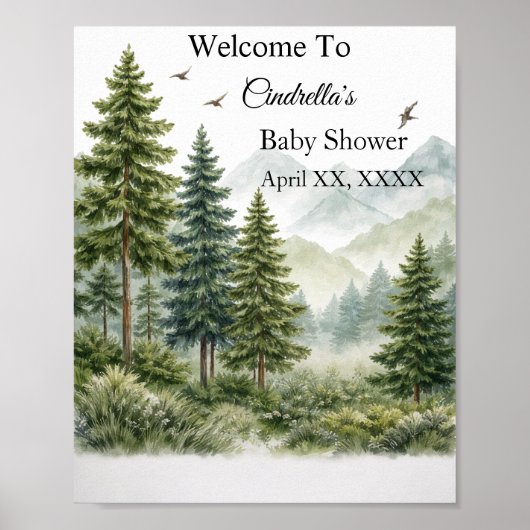 Baby shower-posterpapier (Halfglans) Poster (Voorkant)