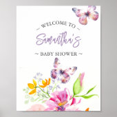 Baby shower Posters Butterfly Welkomstbord (Voorkant)