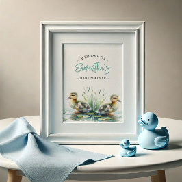 Baby shower Posters Eend Welkomstbord Blauw