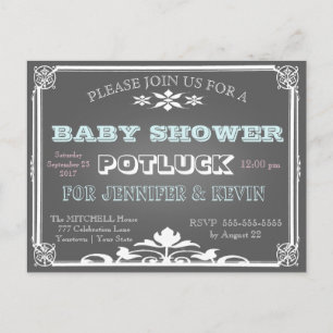 Baby Shower POTLUCK schoolbord Uitnodiging Briefkaart