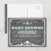Baby Shower | POTLUCK | schoolbord Uitnodiging Briefkaart (Voorkant / Achterkant)
