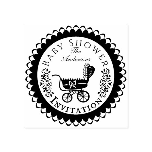 Baby shower Pram Rubber Stamp Rubberstempel (Afrduk)