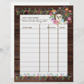 Baby shower Prediction Game - Eelbloemen (Voorkant / Achterkant)