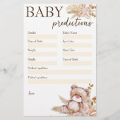 Baby shower prediction game teddy beer briefpapier (Voorkant)