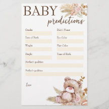 Baby shower prediction game teddy beer