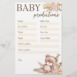 Baby shower prediction game teddy beer briefpapier