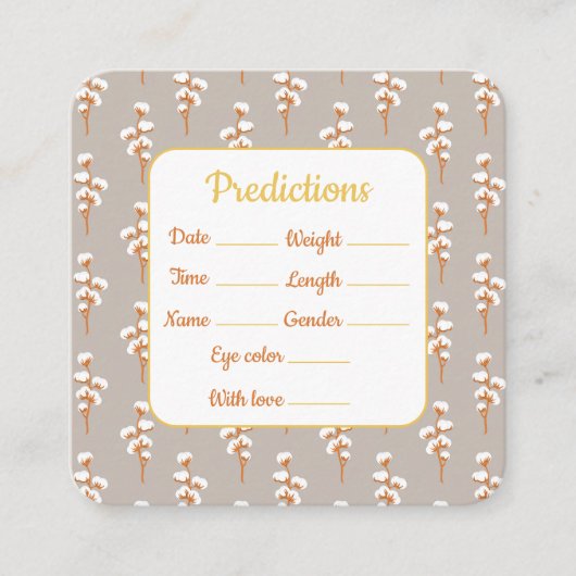 Baby shower Prediction Kaart – Leuke Gastactivitei (Voorkant)