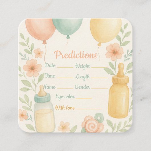 Baby shower Prediction Kaart – Leuke Gastactivitei (Voorkant)
