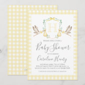 Baby shower Preppy Gingham Stork Neutraal Geel Kaart (Voorkant / Achterkant)