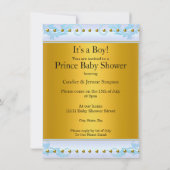 Baby shower Prince Boy Blue Gold Crown Blonde Kaart (Achterkant)