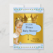 Baby shower Prince Boy Blue Gold Crown Blonde Kaart (Voorkant)