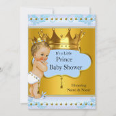 Baby shower Prince Boy Blue Gold Crown Blonde Kaart (Voorkant)