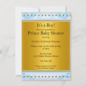 Baby shower Prince Cute Boy Blue Gold Crown Ethnic Kaart (Achterkant)