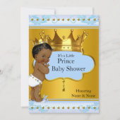 Baby shower Prince Cute Boy Blue Gold Crown Ethnic Kaart (Voorkant)
