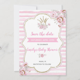 Baby shower Princess behalve de datum Save The Date