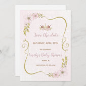 Baby shower Princess behalve de datum Save The Date (Voorkant / Achterkant)