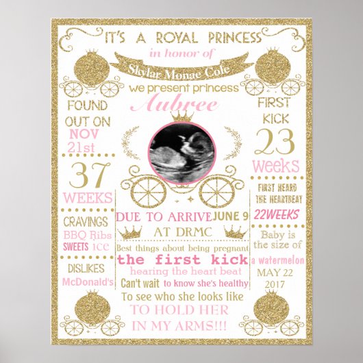 Baby shower Princess girl poster banner (Voorkant)