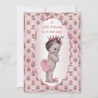 Baby shower Princess Pink Roses Kaart