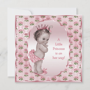 Baby shower Princess Pink Roses Kaart