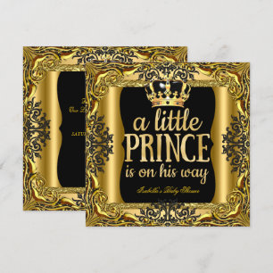 Baby Shower Prins onderweg Goud Zwart Kaart