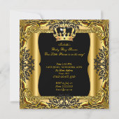 Baby shower Prins onderweg naar Gold Black Kaart (Achterkant)