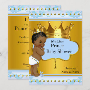 Baby Shower Prins Schattige Jongen Blauwe Gouden K Kaart
