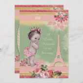 Baby shower  prinses Eiffel Tower Kaart (Voorkant / Achterkant)