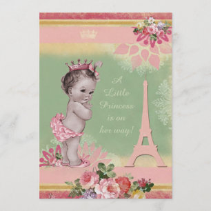 Baby shower  prinses Eiffel Tower Kaart