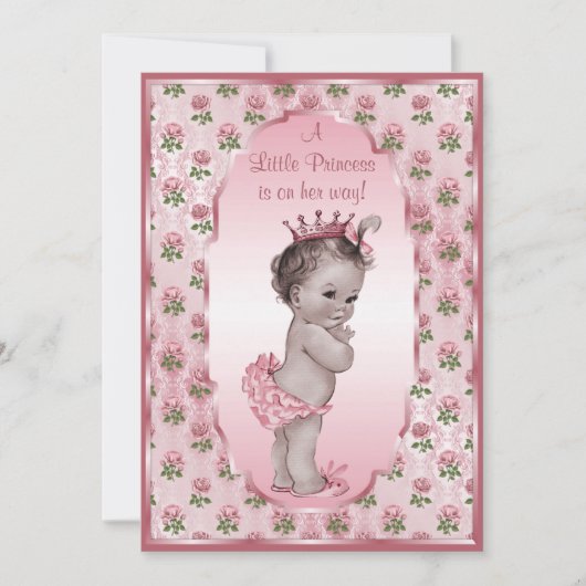 Baby shower  prinses Girl en Rozen Kaart (Voorkant)