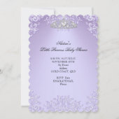 Baby shower prinses Tiara Lavender 2 Kaart (Achterkant)