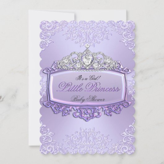 Baby shower prinses Tiara Lavender 2 Kaart (Voorkant)