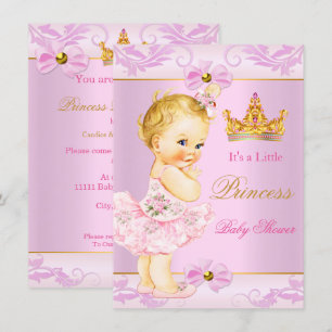 Baby Shower Prinses Tiara Schattig Meisje Roze Blo Kaart