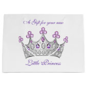 Baby Shower, Prinsessen Kroon, Roze en Paars Groot Cadeauzakje (Voorkant)