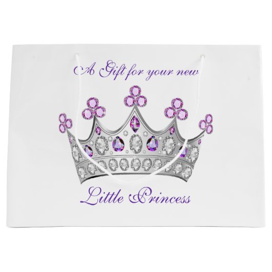 Baby Shower, Prinsessen Kroon, Roze en Paars Groot Cadeauzakje (Voorkant)