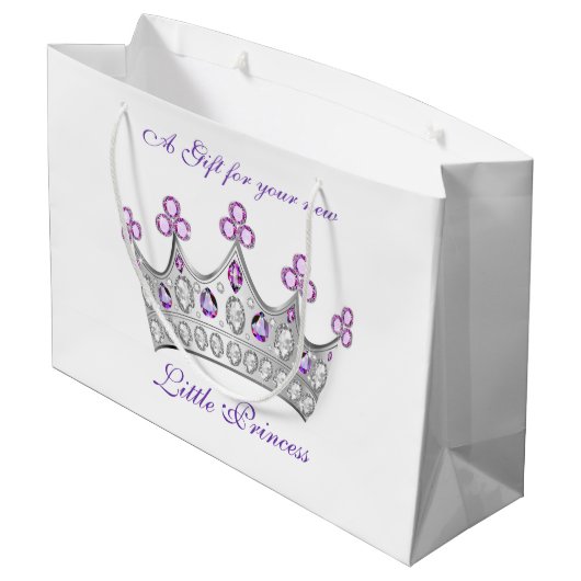 Baby Shower, Prinsessen Kroon, Roze en Paars Groot Cadeauzakje (Achterkant Gekanteld)