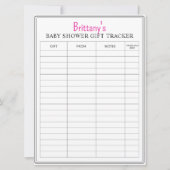 Baby shower Printable Gift Tracker Kaart (Voorkant)