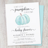Baby shower Pumpkin Blue Waterverf Uitnodiging