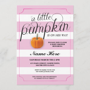 baby shower Pumpkin Pink Girl Harvest Uitnodiging