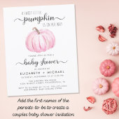 Baby shower Pumpkin Pink Waterverf Uitnodiging