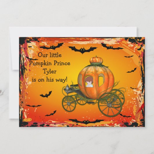Baby shower Pumpkin Prince Halloween Boy Kaart (Voorkant)
