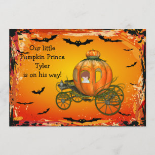 Baby shower Pumpkin Prince Halloween Boy Kaart