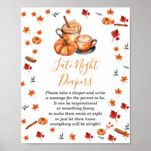 Baby shower Pumpkin Spice Coffee Late Night Luier Poster